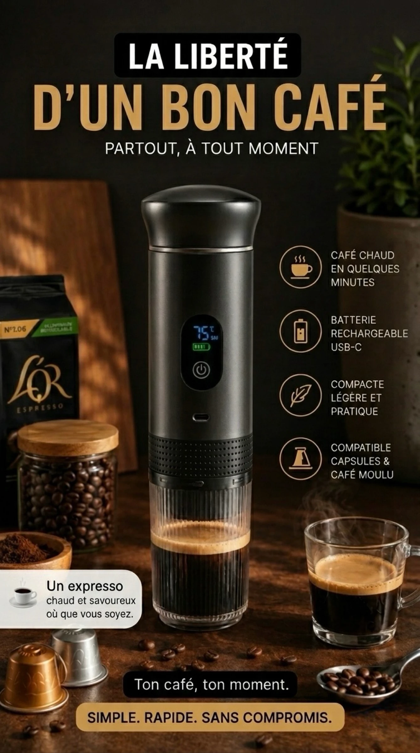 Portable coffee maker LED screen – photo 3